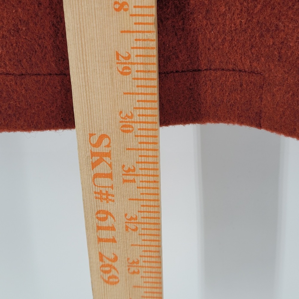LL Bean Pea Coat Womens 12 Rust Orange Wool Quilted Lining Anchor Buttons 260345 - Picture 6 of 8